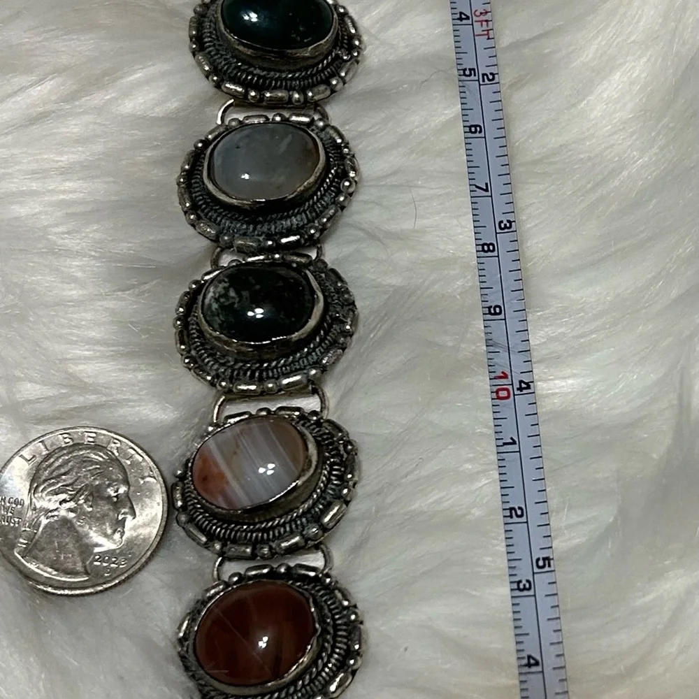 Elegant Silver and Multicolor Gemstone Bracelet - Picture 8 of 8